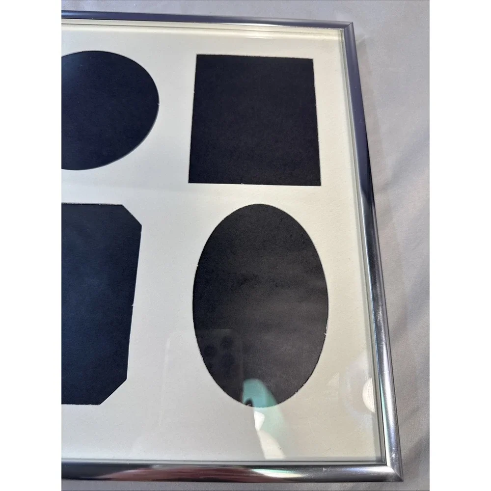 Vintage Silver Chrome Multi-Opening Collage Picture Frame with 7-Window Mat